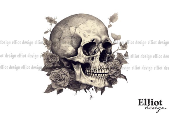 Download Gothic Spooky Skull Roses Sublimation - Premium Resources